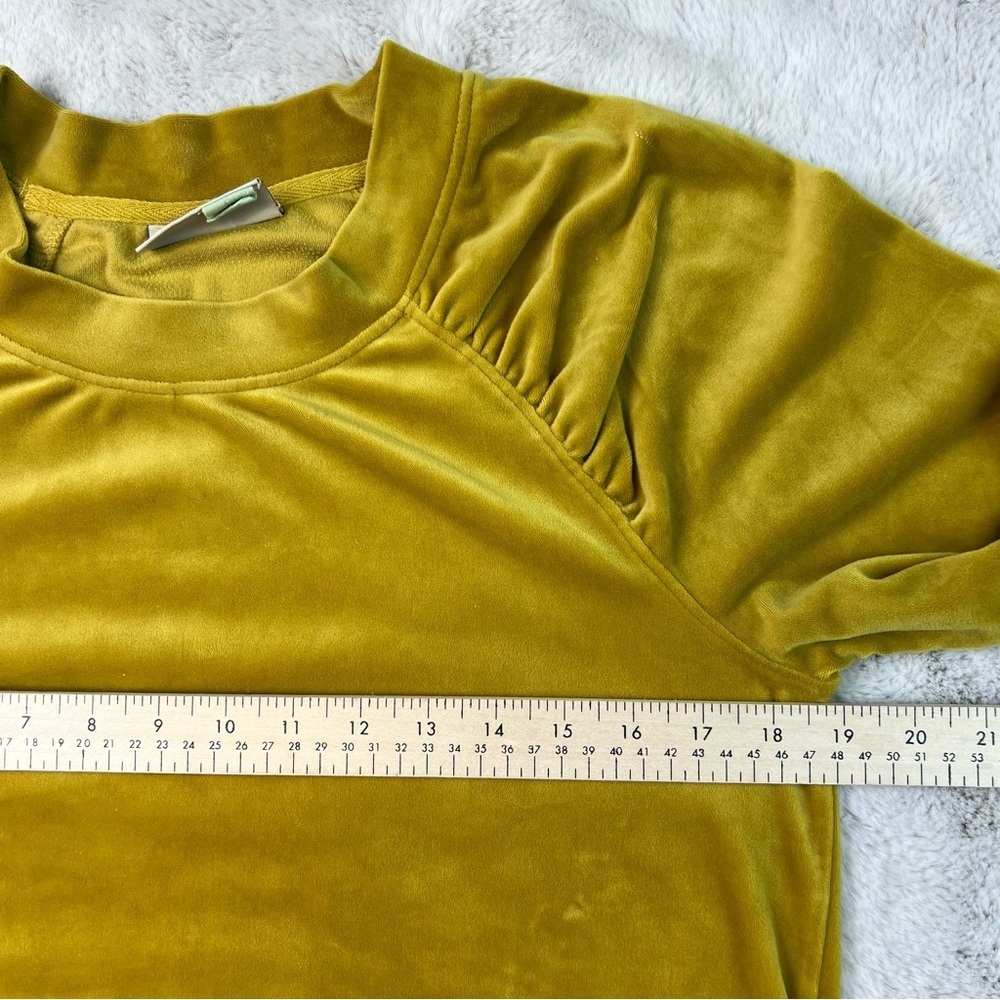Anthropologie Saturday Sunday Mustard Yellow Velour Velvet Sweater Size Small - Picture 9 of 12